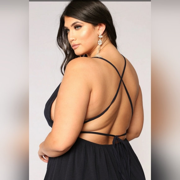 Navy Cross Back Ruffle Bottom Wrap Front Maxi Dress - Picture 4 of 5